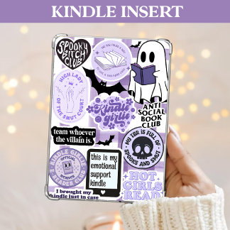Paarse Kindle Insert Girlie Spooky Bookish Ghost Feestdagenkaart