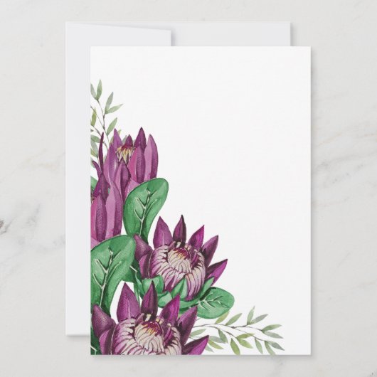 Paarse King Protea Waterverf Art Kaart (Achterkant)