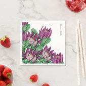 Paarse King Protea Waterverf Art Servet (Insitu)