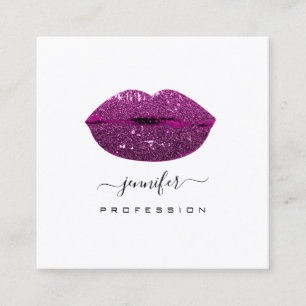 Paarse KISS LIPS Makeup Artiest White Social Media Vierkante Visitekaartje