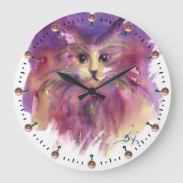 PAARSE KITTEN, CUTE KITTY CAT-PORTRAIT-edelstenen Grote Klok