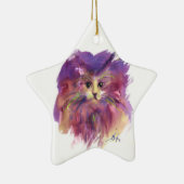 PAARSE KITTEN, KITTY CAT PORTRAIT, Amethyst Gem Keramisch Ornament (Rechts)