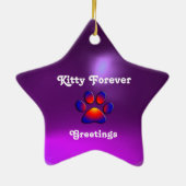 PAARSE KITTEN, KITTY CAT PORTRAIT, Amethyst Gem Keramisch Ornament (Achterkant)