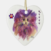 PAARSE KITTEN, KITTY CAT PORTRAIT, Amethyst Gemsto Keramisch Ornament (Rechts)