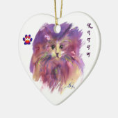 PAARSE KITTEN, KITTY CAT PORTRAIT, Amethyst Gemsto Keramisch Ornament (Links)