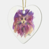 PAARSE KITTEN, KITTY CAT PORTRAIT Amethyst Gemston Keramisch Ornament (Links)
