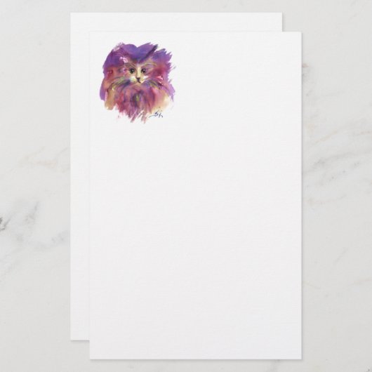 PAARSE KITTEN, KITTY CAT-PORTRAIT, Wit Briefpapier (Voorkant / Achterkant)