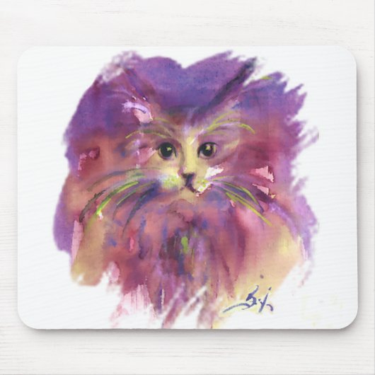 PAARSE KITTEN, KITTY CAT-PORTRAIT, wit Muismat (Voorkant)