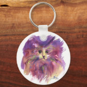 PAARSE KITTEN, KITTY CAT PORTRAT SLEUTELHANGER (Voorkant)