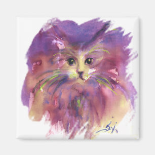 PAARSE KITTEN, KITTY KAT PORTRET MAGNEET