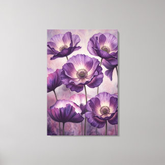 paarse klaproos bloem muur kunst canvas afdruk