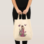 Paarse Klaproos Fee Fantasie Kunst Biologische Boo Tote Bag (Voorkant (product))