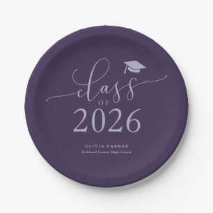 Paarse Klasse van 2025 Afstudeerfeest Papieren Bordje