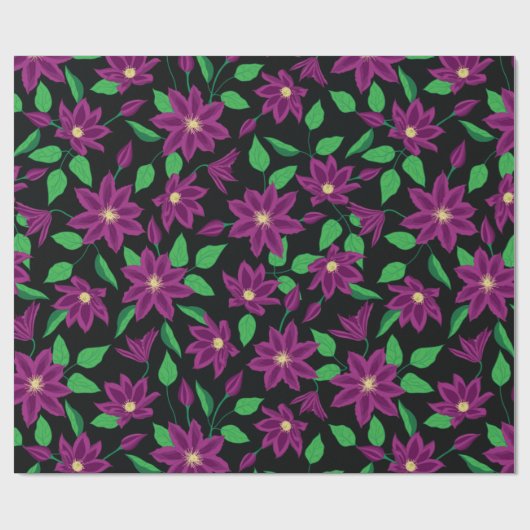 Paarse klauzelbloem cadeaupapier (Vlak)