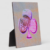 Paarse klaver op oranje en blauw denim fotoplaat (Zijkant)