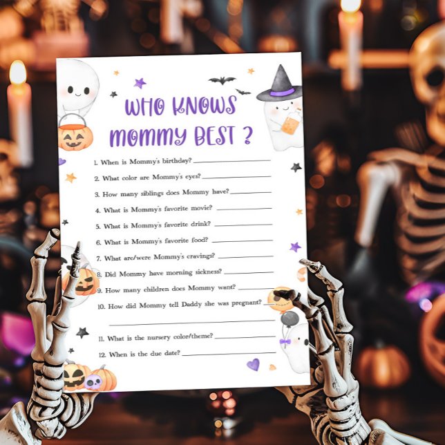 Paarse kleine boe die mama het beste spel kent (Baby is Brewing Baby Shower Who knows Mommy Best Game)