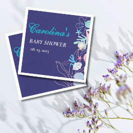 Paarse kleine parel onder het zeeen baby shower servet