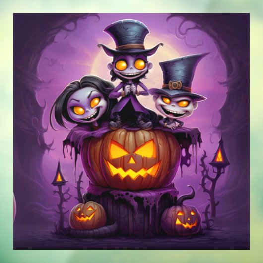 Paarse kleine tovenaar heidense monsters schattig raamsticker (Vel 3)