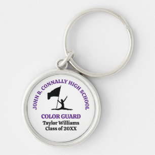 Paarse kleur garde middelbare school gepersonalise sleutelhanger