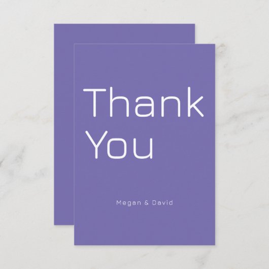 Paarse kleur Gepersonaliseerde Minimal Bedankkaart (Voorkant / Achterkant)