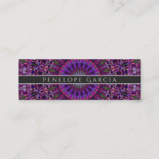 Paarse kleurrijke Floral Mandala Mini Visitekaartje