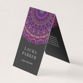 Paarse kleurrijke Floral Mandala Visitekaartjes