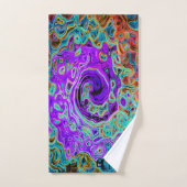 Paarse kleurrijke Groovy Abstract Retro vloeistof Bad Handdoek (Handdoek)