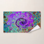 Paarse kleurrijke Groovy Abstract Retro vloeistof Bad Handdoek (Handdoek)
