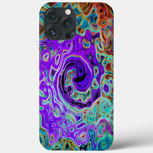 Paarse kleurrijke Groovy Abstract Retro vloeistof  Case-Mate iPhone Case (Achterkant)