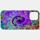 Paarse kleurrijke Groovy Abstract Retro vloeistof  Case-Mate iPhone Case (Achterkant (horizontaal))