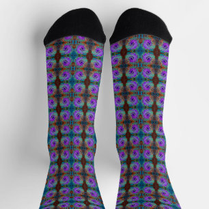 Paarse Kleurrijke Groovy Abstracte Retro Vloeibare Sokken