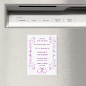 Paarse klokken Scroll Design Wedding Save the Date Magneet (Insitu (Vaatwasser))