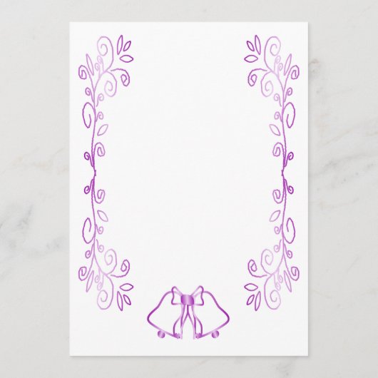 Paarse klokken Scrollwork Ontwerp Wedding Menu (Achterkant)