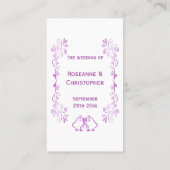 Paarse klokken Scrollwork Ontwerp Wedding Plaatskaartje (Achterkant)