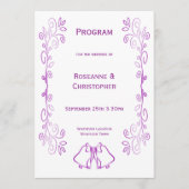 Paarse klokken Scrollwork Ontwerp Wedding Programma (Voorkant)