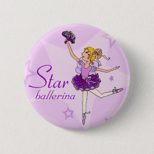 Paarse knop Star ballerina Ronde Button 5,7 Cm
