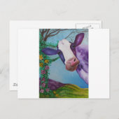 Paarse koe briefkaart (Voorkant / Achterkant)