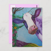 Paarse koe briefkaart (Voorkant / Achterkant)