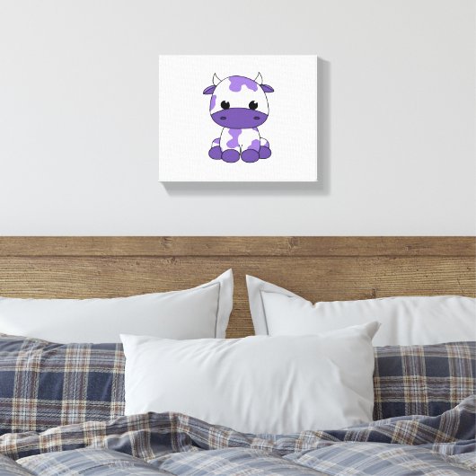 Paarse koe Oversized T-shirt_1 Canvas Afdruk (Insitu (Slaapkamer))