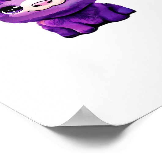 Paarse Koe oversized T-shirt Poster (Hoek)