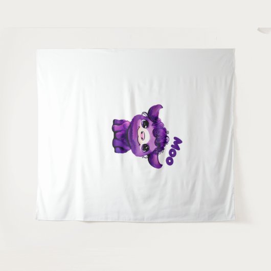 Paarse Koe oversized T-shirt Wandkleed (Voorkant (horizontaal))