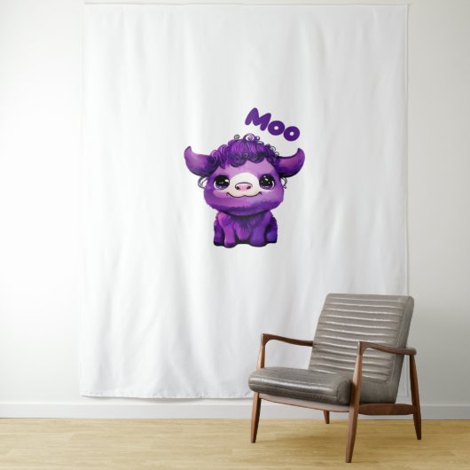 Paarse Koe oversized T-shirt Wandkleed (In situ)