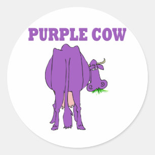 Paarse koe ronde sticker