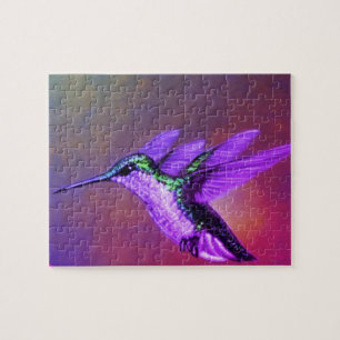 Paarse kolibrie legpuzzel