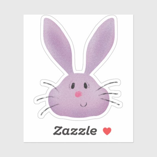 Paarse konijn sticker (Vel)