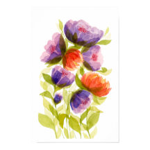 Paarse Koraal Aquarel Botanicals