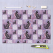 Paarse kosmische katten Patchwork Patroon Tissuepapier (Craft)
