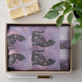 Paarse kosmische katten Patchwork Patroon Tissuepapier (Geschenk)