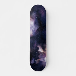 Paarse Kosmische Melkweg Nachtelijke Hemel Skateboard