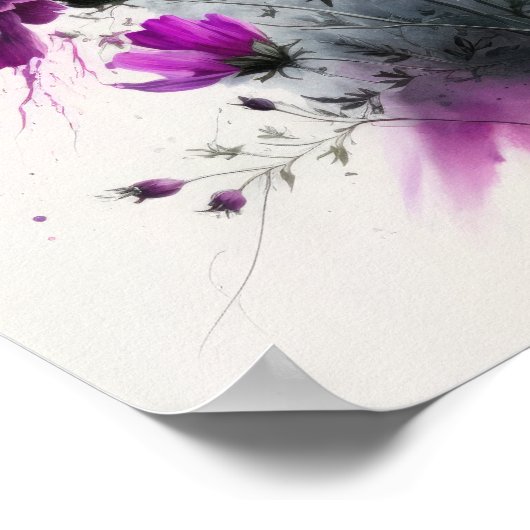 Paarse Kosmos Bloemen Art Print Poster (Hoek)